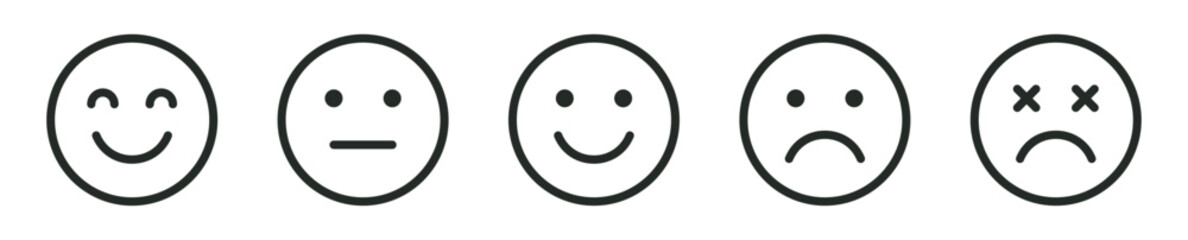 rating and feedback emoticons with happy, neutral, sad emojis | for customer reviews, surveys, and gauging user satisfaction