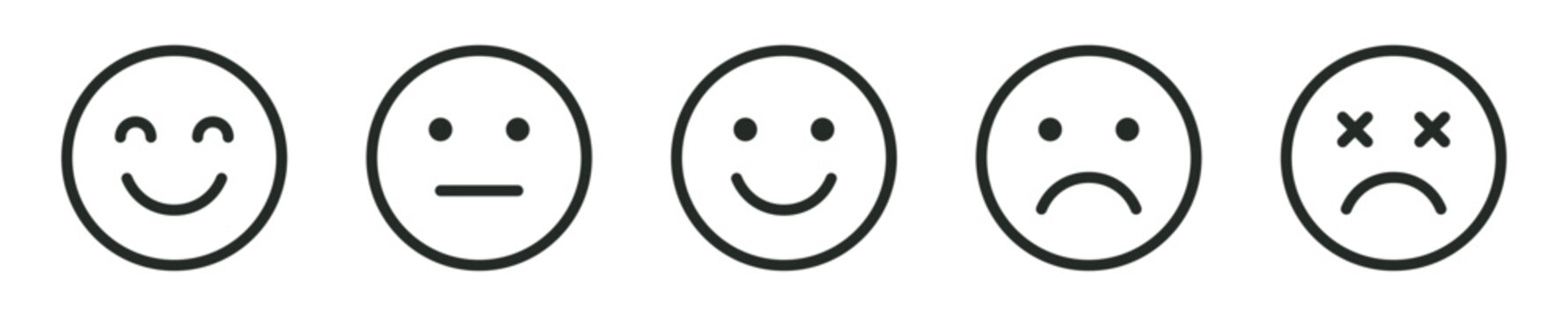 Naklejki rating and feedback emoticons with happy, neutral, sad emojis   for customer reviews, surveys, and gauging user satisfaction