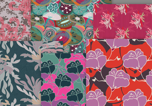 Seamless Pattern Floral Motifs Big Aster Flower