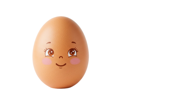 Egg with adorable eyes and cheeks – cute character-style egg illustration for children, cartoon animation, or festive Easter visuals


