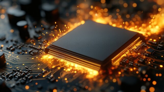 CPU ablaze on circuit board