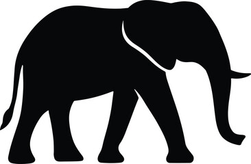 Silhouette elephant graphic art black isolated vector illustration