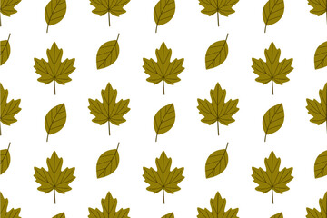 Fototapeta premium Mini autumn leaves seamless pattern with colorful small foliage. Great for wrapping paper, packaging and seasonal backgrounds