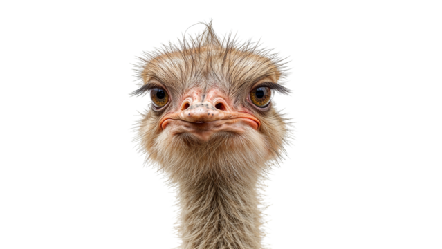 close up of an ostrich isolated on transparent background png