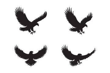 Flying Eagle Silhouette Vector Set Bold Bird of Prey Illustrations