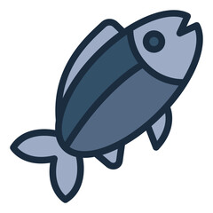 Tuna fish filled line icon representing seafood commonly used in sushi and ocean menus
