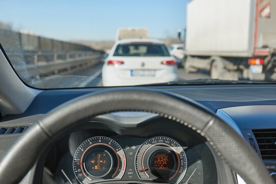 Road traffic jam on highway