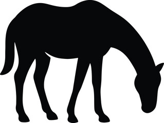 Silhouette grazing horse equine mammal isolated vector illustration