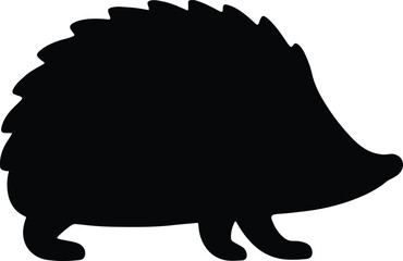 Silhouette hedgehog wild animal in black vector illustration
