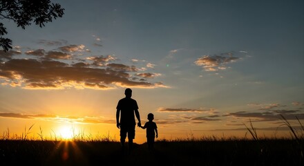 Pai e filho no campo ao p&ocirc;r do sol &ndash; fam&iacute;lia rural brasileira no agroneg&oacute;cio