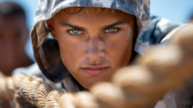 Faces of determination in a challenging obstacle course - Powered by Adobe