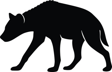 Silhouette hyena walking side view vector illustration