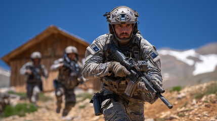Obraz premium Soldiers conducting tactical training for real-world scenarios