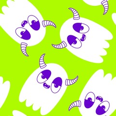 Halloween ghost seamless cute cartoon pattern for wrapping paper and fabrics