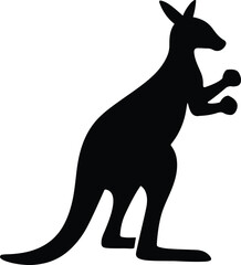 Silhouette kangaroo standing with its paws up vector illustration