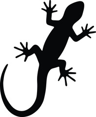 Obraz premium Silhouette lizard reptile gecko black shape vector illustration