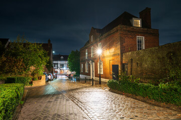 Sumpter Yard road near Cathedral and Abbey Church of Saint Alban in St.Albans, UK