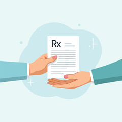 Prescription exchange handoff concept for healthcare and pharmacy services illustration design art vector
