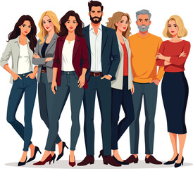 Obraz premium Diverse professional team vector illustration business people corporate group portrait office staff design