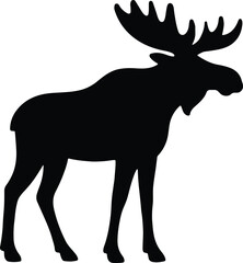 Silhouette moose standing wildlife animal flat design vector illustration