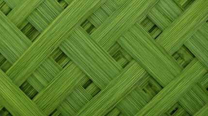 Close-up of green palm leaves woven into a traditional pattern.