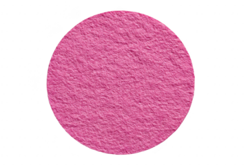 Textured pink circle with rough surface, resembling felt or paper, is isolated on transparency background. vibrant color and texture create visually appealing and tactile effect