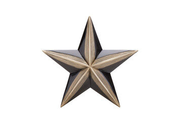 Fototapeta premium Metallic five pointed star with shiny, reflective surface and three dimensional design, creating striking visual effect. star elegant appearance makes it suitable for decoration
