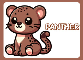Cute little panther happy smile cartoon illustration.