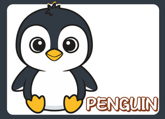 Cute little  penguin  happy smile cartoon illustration.