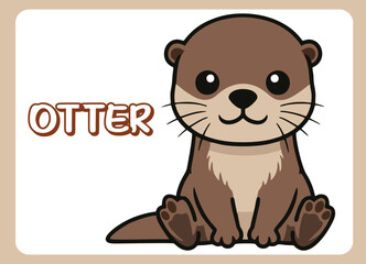 Cute little  otter  happy smile cartoon illustration.
