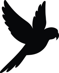 Silhouette parrot flying wings spread flat vector illustration © CreatiMart