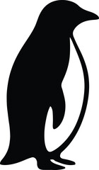 Silhouette penguin standing graphic animal black and white vector illustration