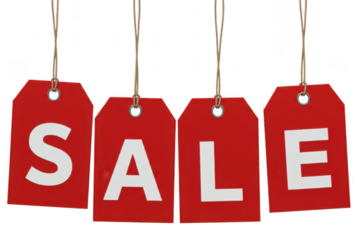 Shop now red tags promotion sale offer discount retail shopping deals on transparent background