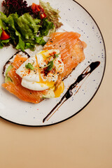 a dish in a restaurant on an olive background