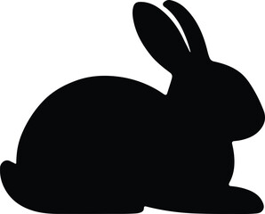 Silhouette rabbit lying down simple flat vector illustration