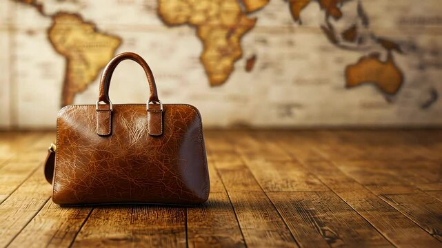 Journey Awaits: A stylish, leather travel bag stands ready for exploration. The image creates a sense of wanderlust and anticipation, suggesting the start of an unforgettable adventure.
