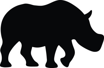 Silhouette rhinoceros side view black vector illustration