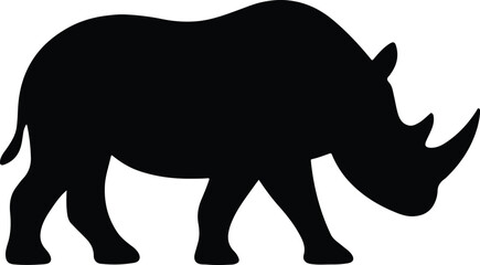 Silhouette rhinoceros walking wildlife animal black vector illustration