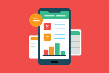 Mobile app interface data analytics dashboard design