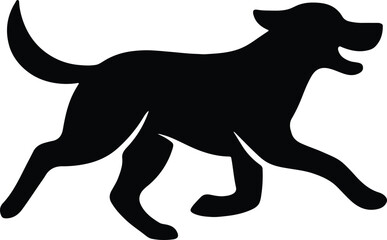 Silhouette running dog domestic animal black shape vector illustration