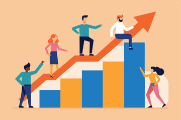 Fototapeta premium Team collaboration achieving growth success business progress