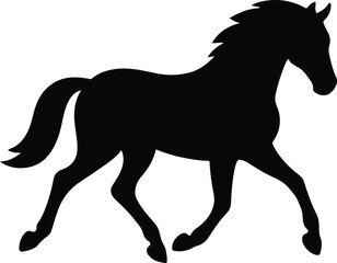 Silhouette running horse elegant black vector illustration