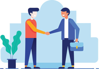 Two businessmen shaking hands partnership deal agreement