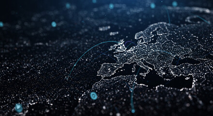 Europe Global Network Map Data Connection Cities Lights Information Technology Communication