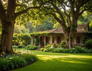 Obraz premium Relaxing house with garden