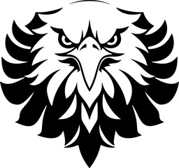 Fototapeta premium Bald Eagle Portrait Vector. Black and White Monochrome Silhouette. American Wildlife Artwork. Beautiful Raptor Tattoo Design