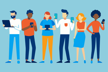 Diverse People Using Smartphones and Tablets  A Modern Digital Connection