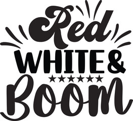 4th of july typography T-shirt design red white boom vector illustration 
