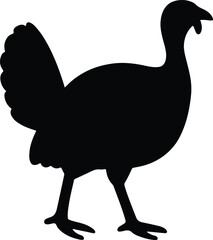 Silhouette turkey fowl black shape vector illustration