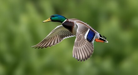 Obraz premium Male mallard in flight